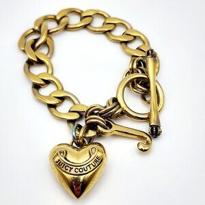 Juicy Couture Chunky Chain Heart Charm Y2K Toggle Bracelet